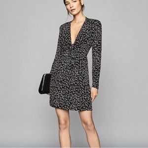Reiss Black/Tan Dress, plunge neckline. SZ US 6. Excellent condition, never worn